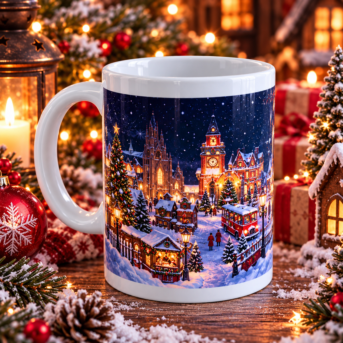 Mug vilage nuit enneigée