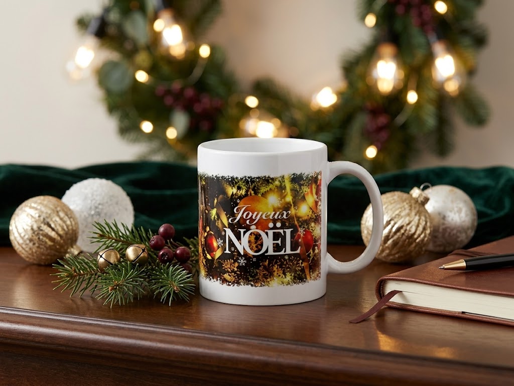 Mug avec deco joyeux noel